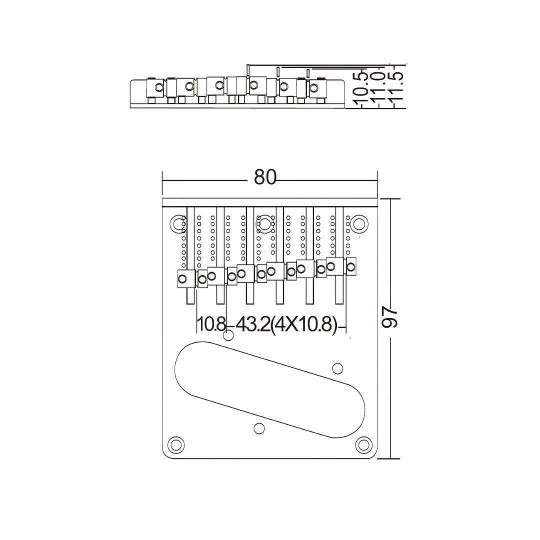 MINGS TB003 ELECTRIC GUITAR BRIDGE TELECASTER STYLE 80X97MM 6 SADDLE CHROME, MINGS, GUITAR & BASS ACCESSORIES, mings-guitar-accessories-min-tb003, ZOSO MUSIC SDN BHD