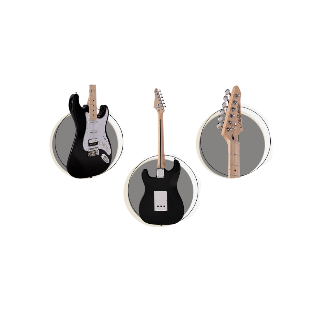 J&D ST DELUXE (DLX) STRATOCASTER HSS/SSH ELECTRIC GUITAR BLACK, J&D, ELECTRIC GUITAR, j-d-electric-guitar-st-dlx-bk, ZOSO MUSIC SDN BHD