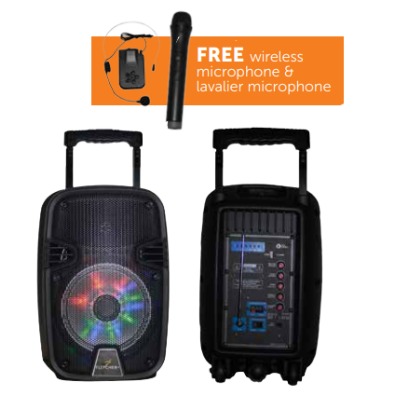 FLEPCHER PPA-0835 8INCH 35-WATT PORTABLE PA SYSTEM WITH 1 WIRELESS MICROPHONE, 1 LAVALIER MICROPHONE, FLEPCHER, WIRELESS MICROPHONE SYSTEM, flepcher-wireless-microphone-system-ppa-0835, ZOSO MUSIC SDN BHD