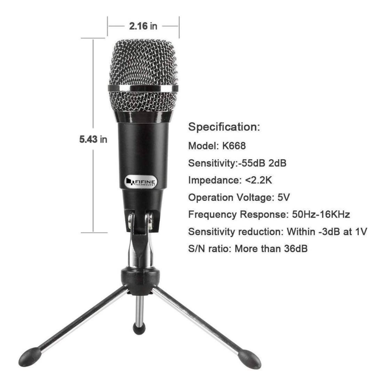 FIFINE K668 USB Microphone, Plug and Play Home Studio USB Condenser Microphone for Skype, Recordings for YouTube, Google Voice Search, Games-Windows or Mac (K-668)