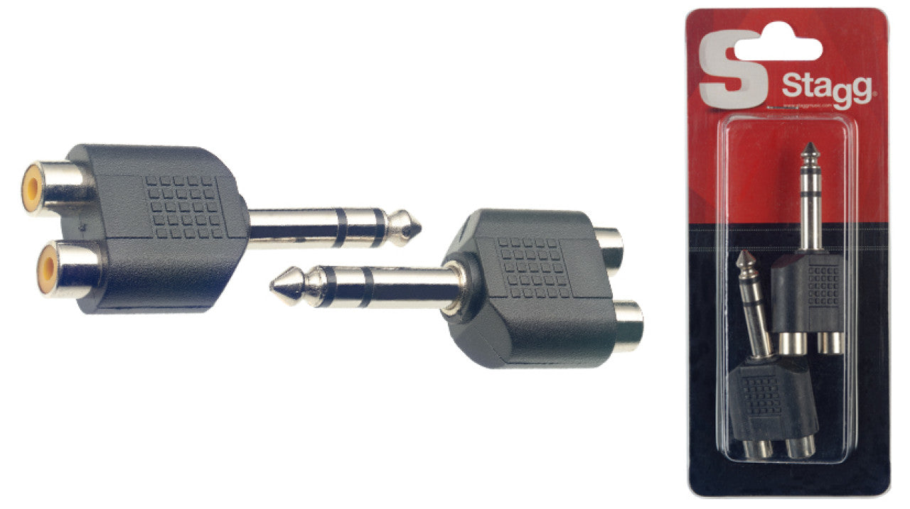 STAGG AC-2CFPMSH 2X FEMALE RCA 1X MALE STEREO JACK ADAPTER, STAGG, CONNECTOR, stagg-connector-ac-2cfpmsh, ZOSO MUSIC SDN BHD