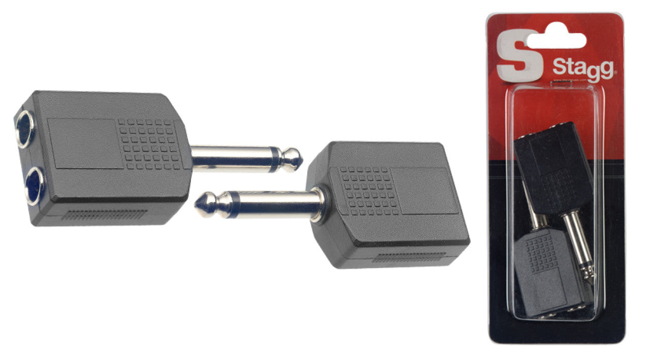 STAGG AC-PM2PFH ONE PIECE ADAPTOR 2X STEREO PHONE JACKS TO 1X MONO PHONE PLUG, STAGG, CONNECTOR, stagg-connector-acpm2pfh, ZOSO MUSIC SDN BHD