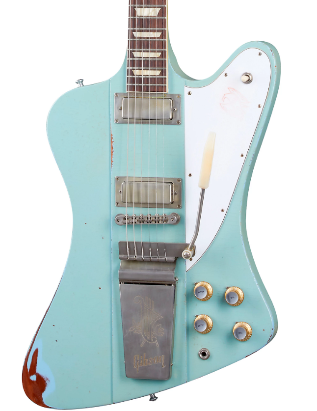 Gibson 1963 Firebird V w/ Maestro Vibrola Heavy Aged  Electric Guitar, Antique Frost Blue (FB5HAAFBNM1)