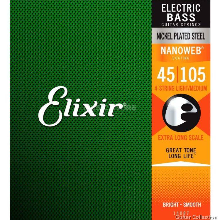 ELIXIR 14087 NANOWEB MEDIUM/EXTRA LONG SCALES BASS GTR STRING 045-105 | ELIXIR , Zoso Music
