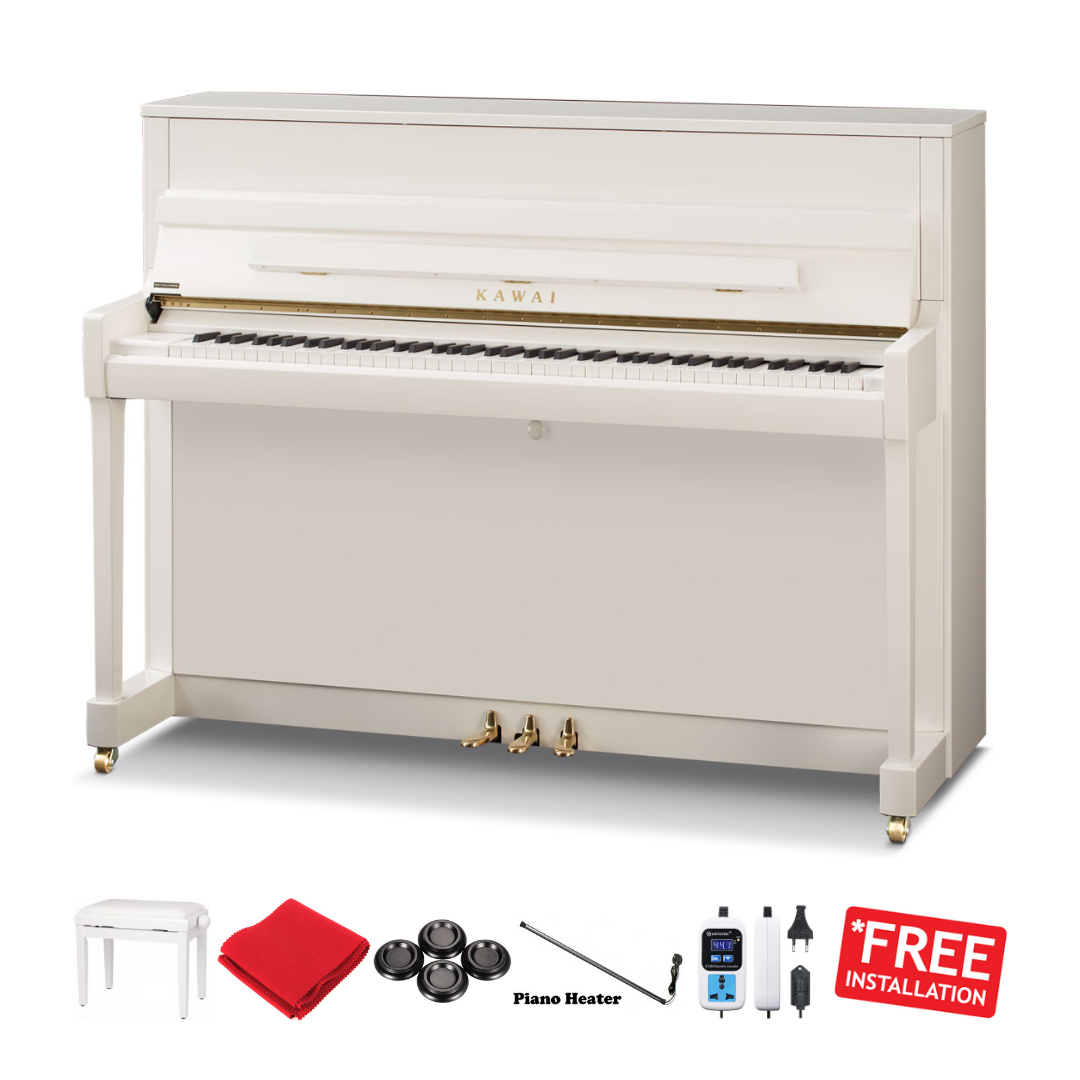 KAWAI K-200 UPRIGHT PIANO WHITE POLISH (114CM) W/BENCH (MII), KAWAI, ACOUSTIC PIANO, kawai-acoustic-piano-k200-wh, ZOSO MUSIC SDN BHD