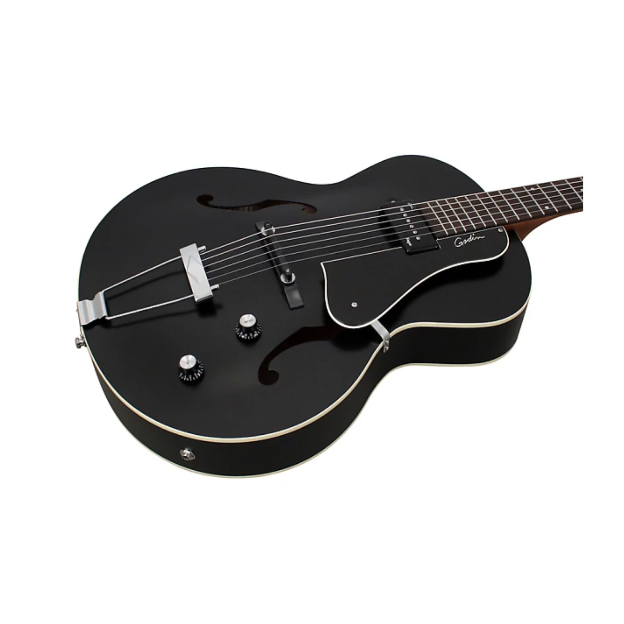 GODIN 5TH AVENUE KINGPIN P90 HOLLOWBODY ELECTRIC GUITAR - MATTE BLACK |  GODIN GUITAR |  ELECTRIC GUITAR |  Zoso Music