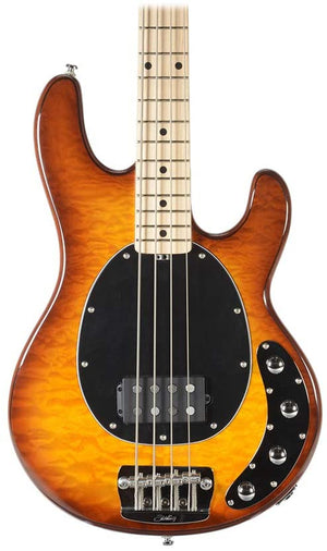 STERLING STINGRAY4 RAY34 QUILT MAPLE - AMBER COLOR, STERLING, BASS GUITAR, sterling-bass-guitar-ray34-qm, ZOSO MUSIC SDN BHD