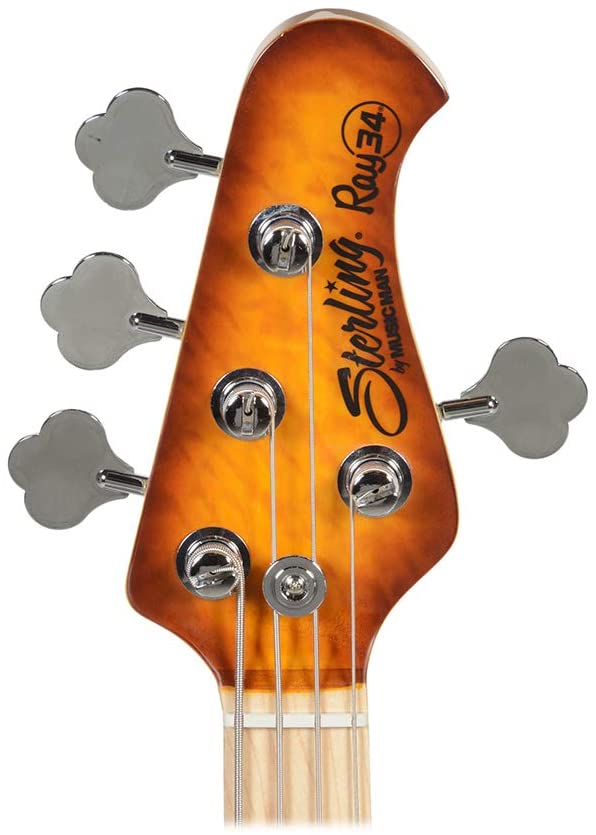 STERLING STINGRAY4 RAY34 QUILT MAPLE - AMBER COLOR, STERLING, BASS GUITAR, sterling-bass-guitar-ray34-qm, ZOSO MUSIC SDN BHD