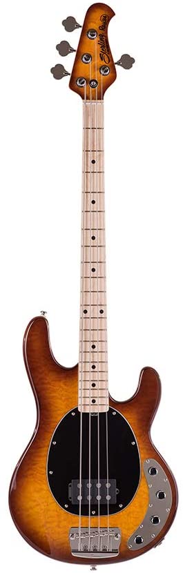 STERLING STINGRAY4 RAY34 QUILT MAPLE - AMBER COLOR, STERLING, BASS GUITAR, sterling-bass-guitar-ray34-qm, ZOSO MUSIC SDN BHD