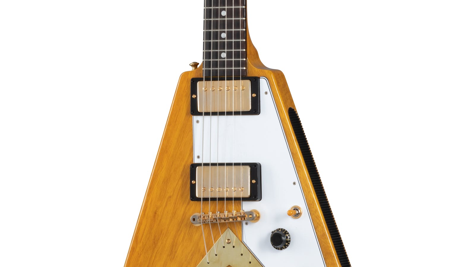 Gibson 1958 Korina Flying V White Pickguard Electric Guitar, Natural (58KFVVOGH1)