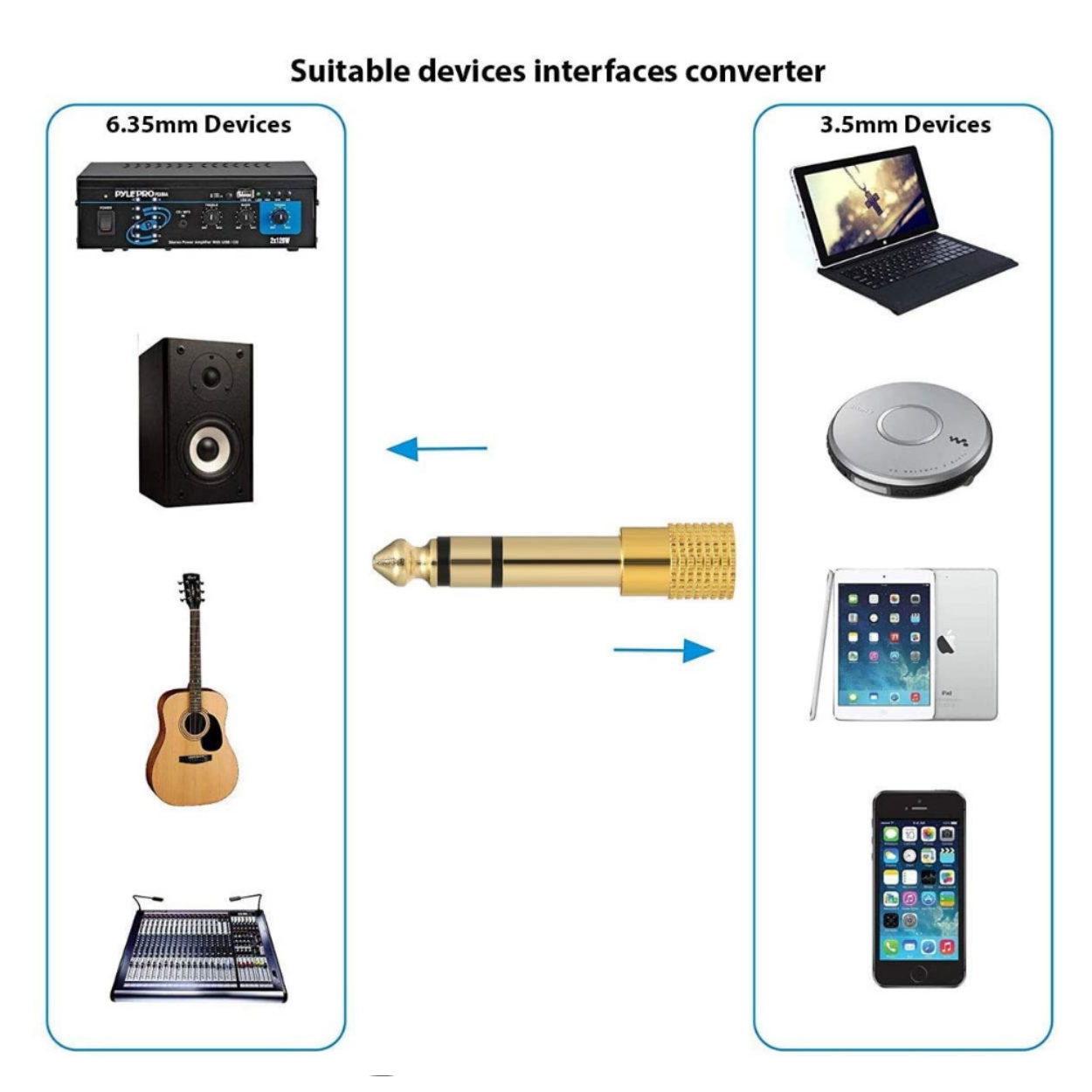 NEOWOOD CON01 STEREO JACK ADAPTER GOLD PLATED 6.35MM (1/4 INCH) MALE TO 3.5MM (1/8 INCH) FEMALE, NEOWOOD, AUDIO CABLE & ACCESSORY, neowood-audio-cable-accessory-neo-con01, ZOSO MUSIC SDN BHD