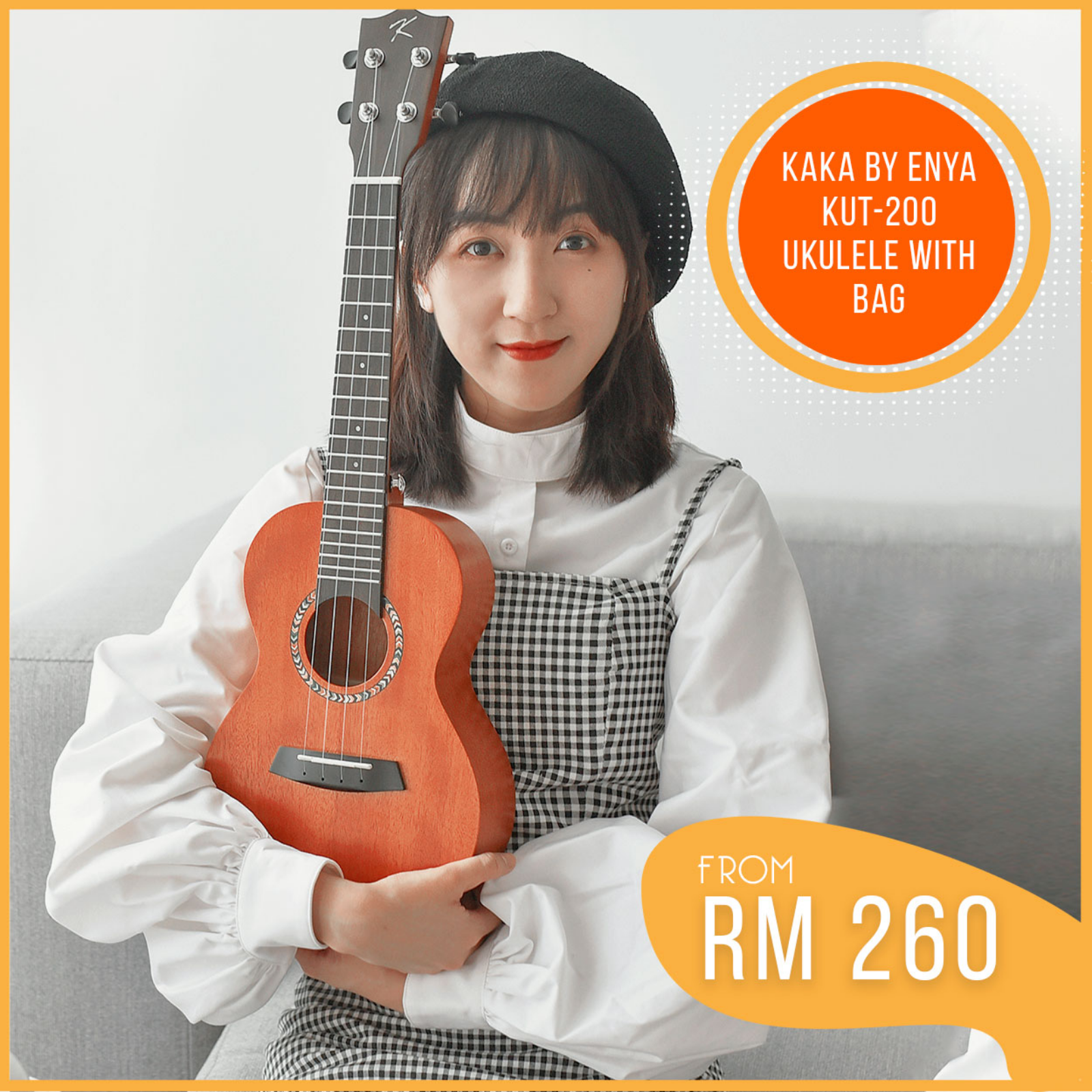KAKA BY ENYA 26 INCH UKULELE TENOR BODY KUT-200 WITH BAG, KAKA, UKULELE, kaka-ukulele-kut200, ZOSO MUSIC SDN BHD