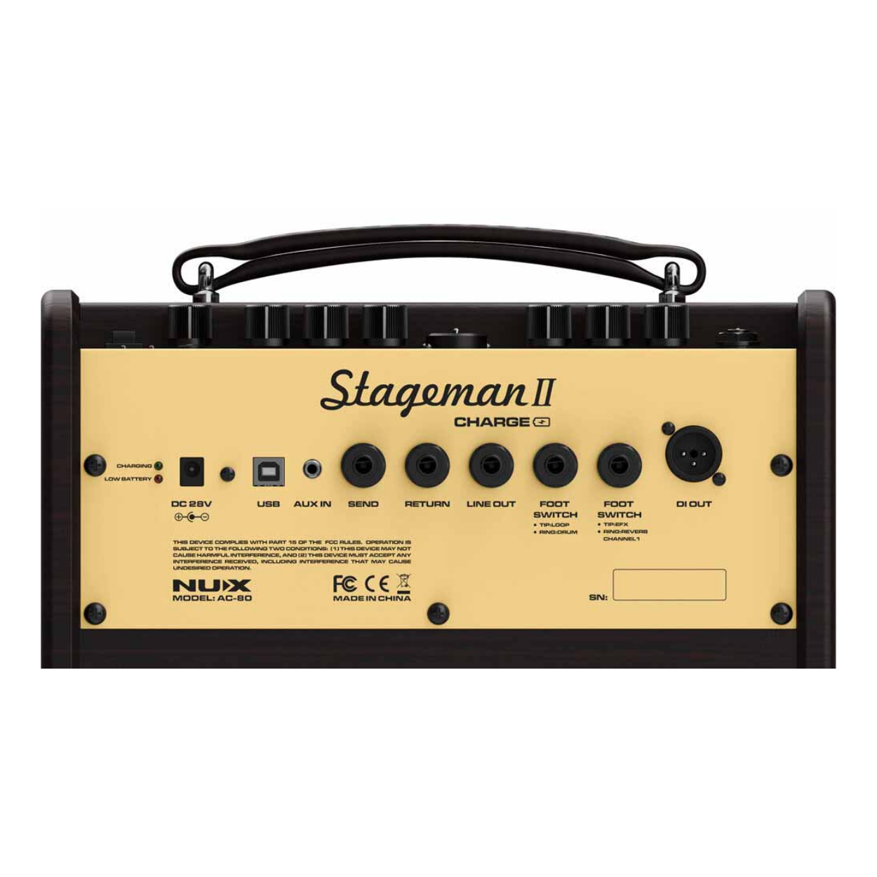 Nux Stageman II 80 Watt Rechargeable Battery Powered Amp Acoustic Guitar Speaker Amplifier With Looper And Bluetooth |  NUX |  EFFECTS |  Zoso Music