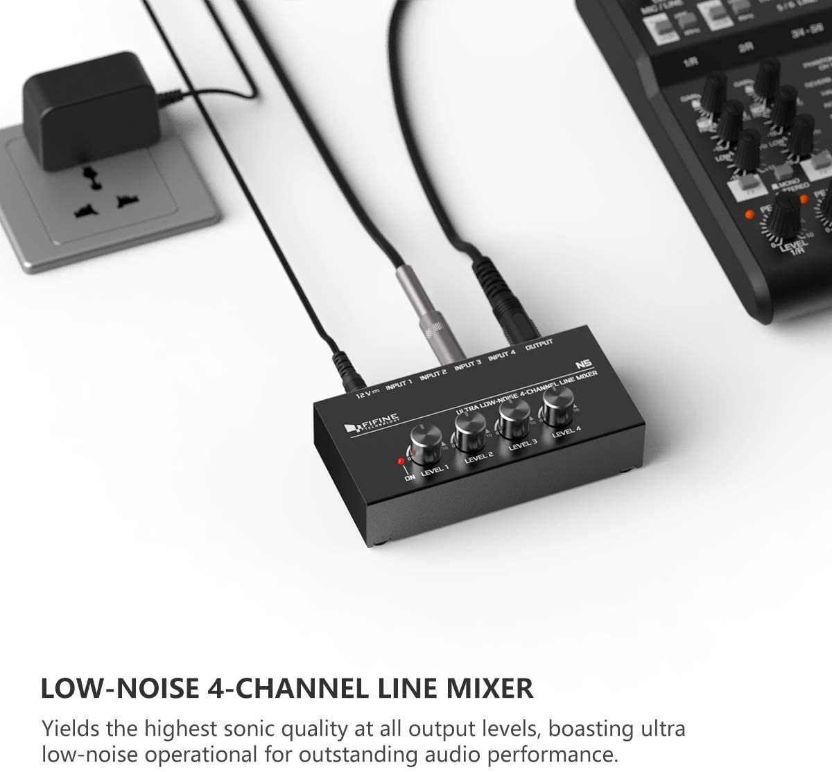 FIFINE N5 4 CHANNEL LINE MIXER WITH AC ADAPTOR, FIFINE, MIXER, fifine-mixer-fif-n5, ZOSO MUSIC SDN BHD