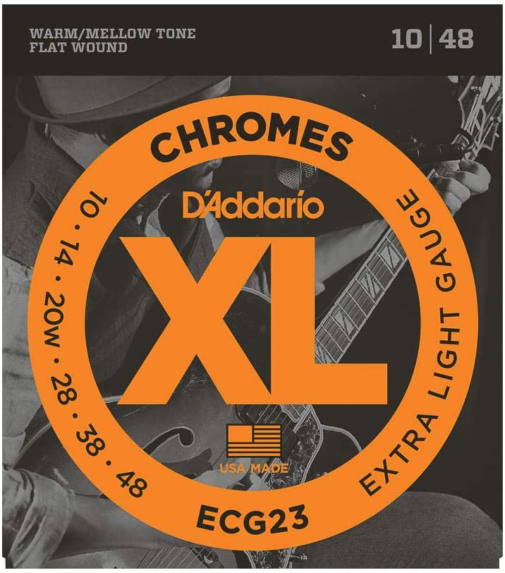 D'ADDARIO ECG23 EXTRA LIGHT CHROMES FLAT WOUND ELECTRIC GUITAR STRINGS 10-48 | D'ADDARIO , Zoso Music