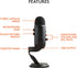 BLUE MICROPHONES YETI USB MICROPHONE, BLACKOUT |  BLUE MICROPHONE |  USB MICROPHONE |  Zoso Music