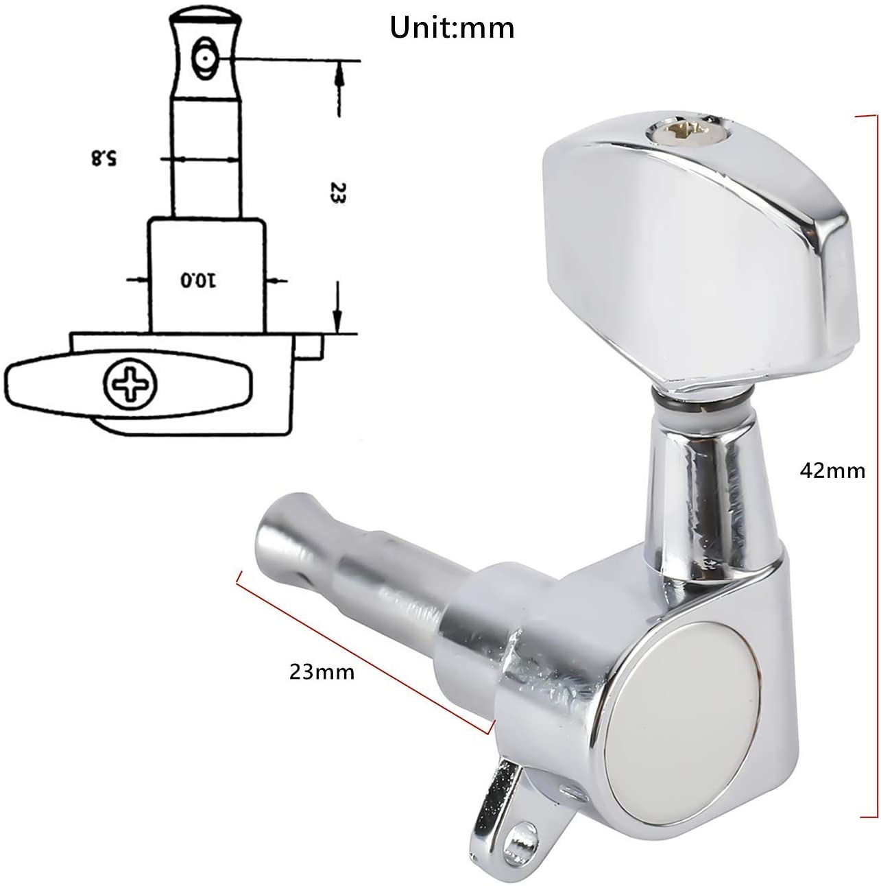 SILVER ELECTRIC ALP015 L ACOUSTIC GUITAR MACHINE HEAD TUNING PEG LEFT, KM, GUITAR & BASS ACCESSORIES, km-guitar-bass-accessories-km-alp-015-l, ZOSO MUSIC SDN BHD