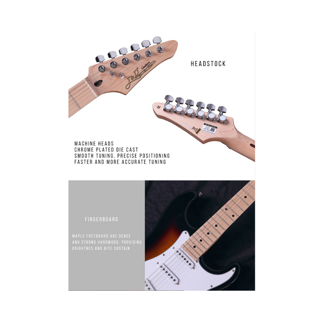 J&D ST STANDARD (STD) STRATOCASTER SSS ELECTRIC GUITAR BLACK (ST SSS), J&D, ELECTRIC GUITAR, j-d-electric-guitar-st-std-bk, ZOSO MUSIC SDN BHD