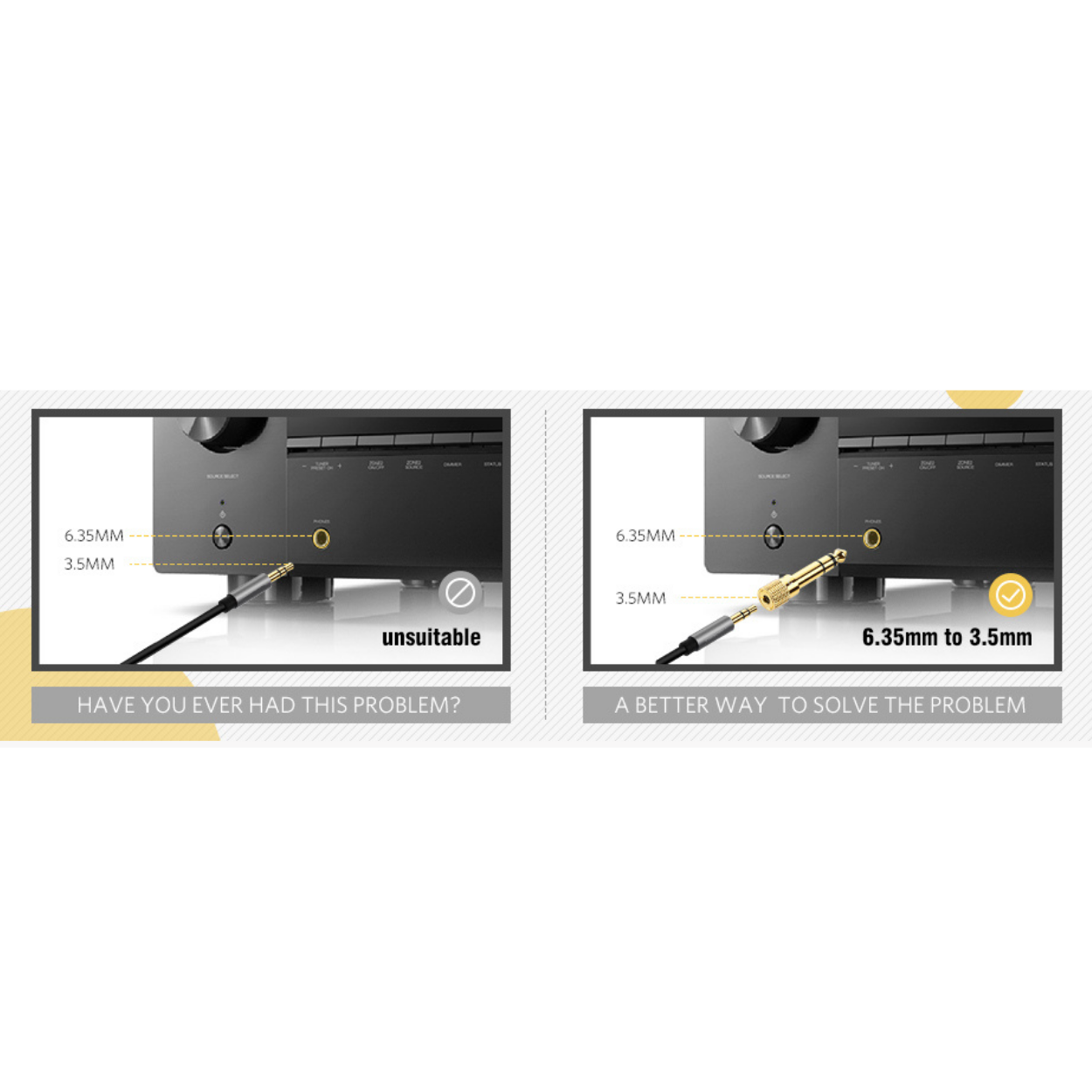 NEOWOOD CON01 STEREO JACK ADAPTER GOLD PLATED 6.35MM (1/4 INCH) MALE TO 3.5MM (1/8 INCH) FEMALE, NEOWOOD, AUDIO CABLE & ACCESSORY, neowood-audio-cable-accessory-neo-con01, ZOSO MUSIC SDN BHD