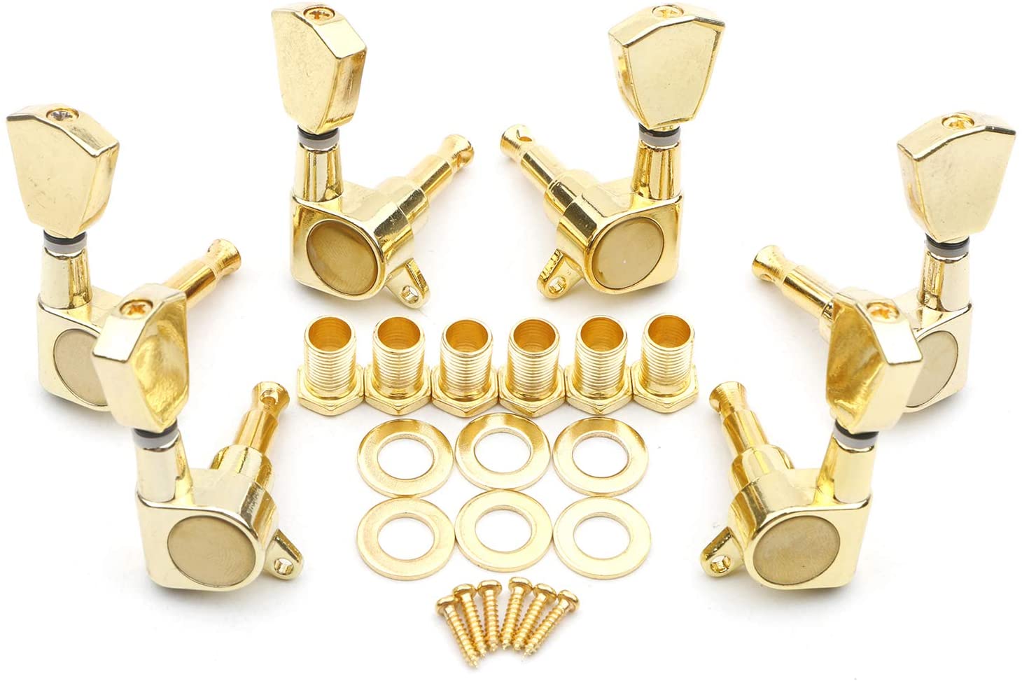 GOLD GUITAR PARTS 6PCS MACHINE HEAD KNOBS GUITAR STRING TUNING PEG TUNERS (ELECTRIC / ACOUSTIC GUITAR/ ZOSO), KM, GUITAR & BASS ACCESSORIES, km-guitar-bass-accessories-km-ad-016j-set, ZOSO MUSIC SDN BHD