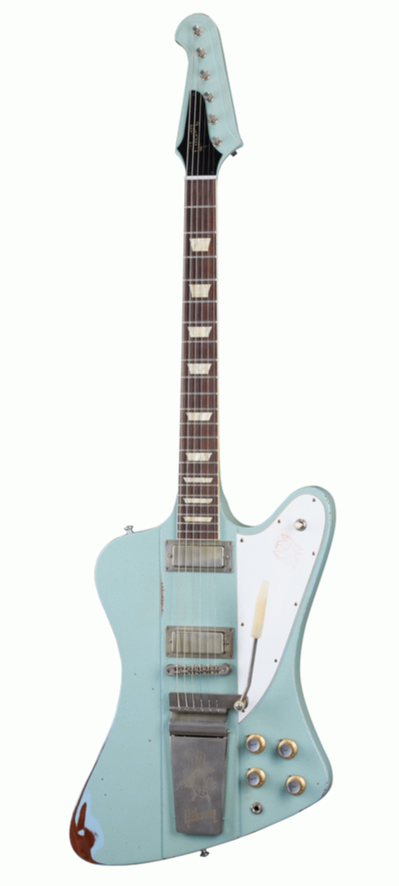 Gibson 1963 Firebird V w/ Maestro Vibrola Heavy Aged  Electric Guitar, Antique Frost Blue (FB5HAAFBNM1)