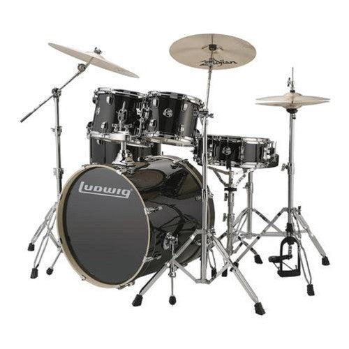 Ludwig Lc16511 Accent Drive 5-piece Drums Set W/hardware, Throne & Cymbal Color Black Cortex (Full Set) | Zoso Music Sdn Bhd