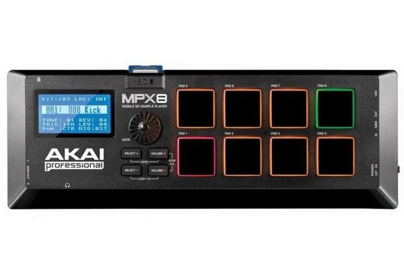 Akai Professional MPX8 8-Pad Pressure-sensitive Mobile SD Sample Player | AKAI PROFESSIONAL , Zoso Music