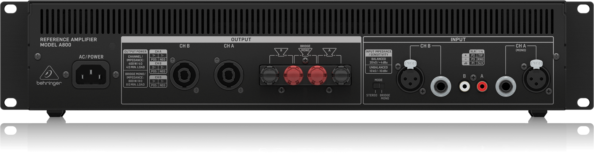 Behringer A800 800W 2-channel Power Amplifier | BEHRINGER , Zoso Music