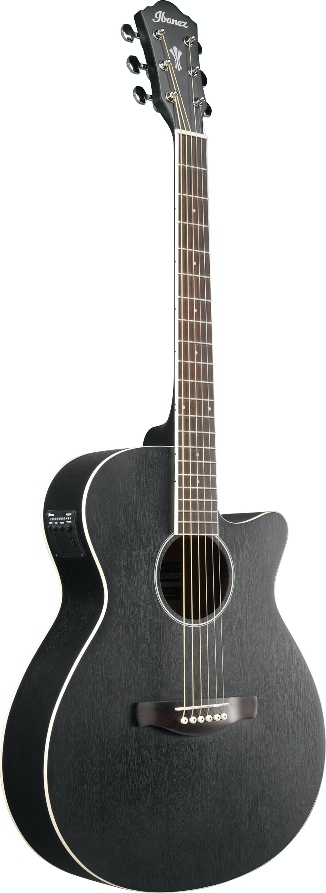 Ibanez AEG7MH-WK AEG Series Acoustic Electric Guitar, Weathered Black Open Pore