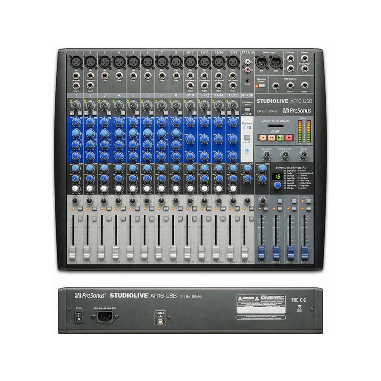 PRESONUS STUDIOLIVE AR16 USB MIXER AND AUDIO INTERFACE WITH EFFECTS (AR 16), PRESONUS, MIXER, presonus-mixer-psnslmar16c, ZOSO MUSIC SDN BHD