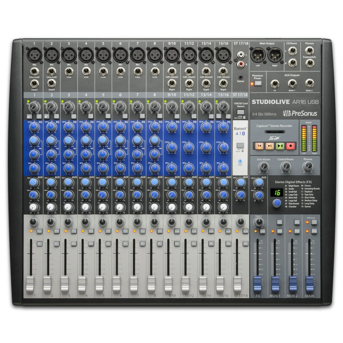 PRESONUS STUDIOLIVE AR16 USB MIXER AND AUDIO INTERFACE WITH EFFECTS (AR 16), PRESONUS, MIXER, presonus-mixer-psnslmar16c, ZOSO MUSIC SDN BHD