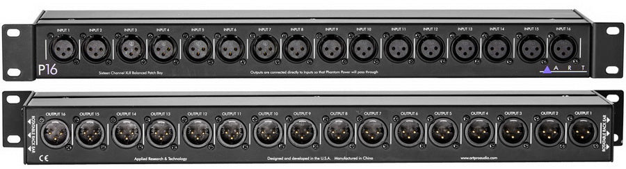ART P16 Reversible 16-point Patchbay with XLR Female and XLR Male Connectors