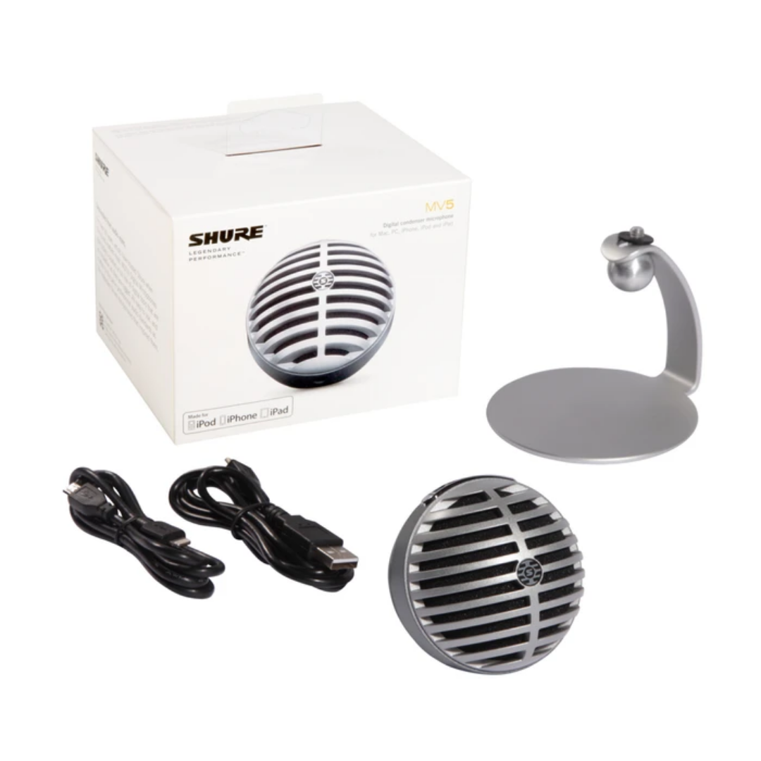 [Latest Model] Shure MV5 Digital Condenser Microphone - Silver, SHURE, MICROPHONE, shure-microphone-mv5-dig-a, ZOSO MUSIC SDN BHD