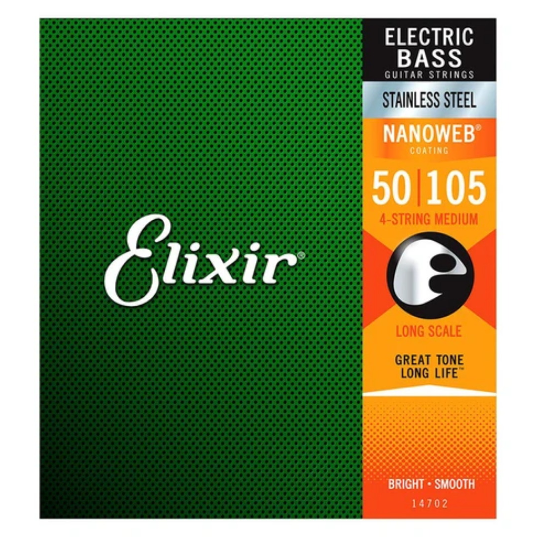 ELIXIR 14702 NANOWEB MEDIUM B LONG SCALE STAINLESS STEEL 4 STRING BASS GUITAR STRING | ELIXIR , Zoso Music