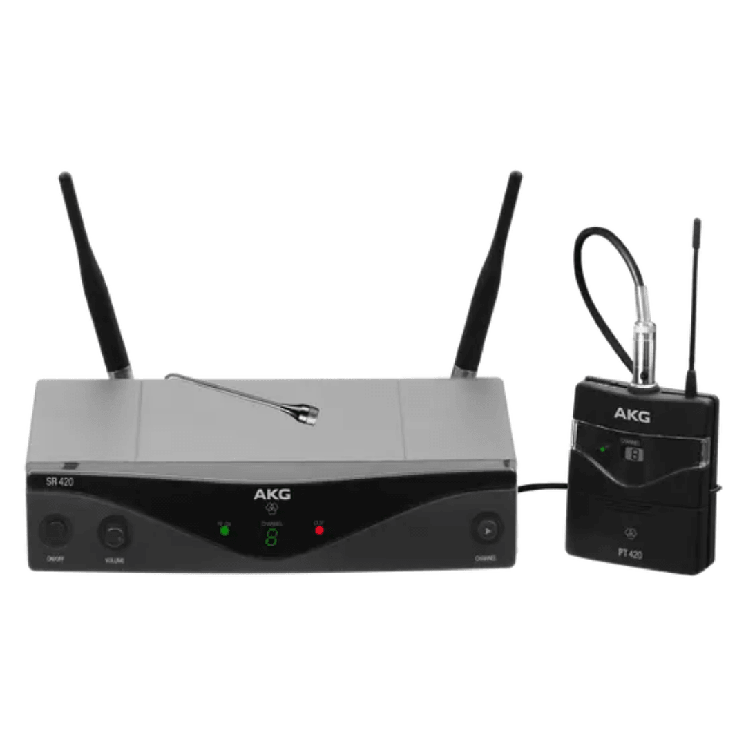 AKG WMS420 Presenter Set Band U1 Professional Wireless Microphone System, Lavalier Mic, 606 - 613 MHz (WMS-420 / WMS 420) | AKG , Zoso Music