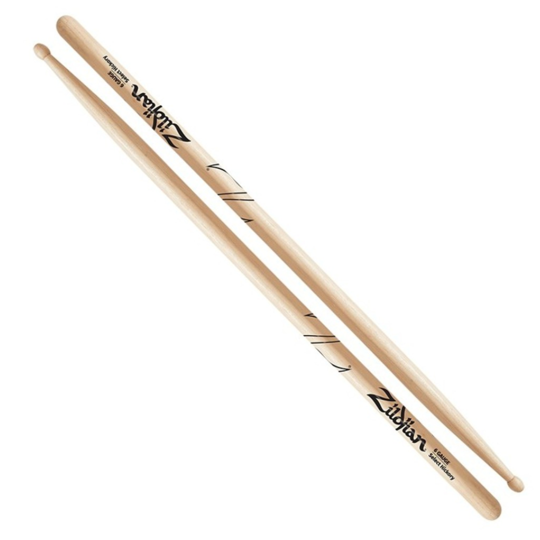 Zildjian Hickory Drumsticks 6 Gauge Wood Tip, Natural |  ZILDJIAN |  DRUMSTICK |  Zoso Music
