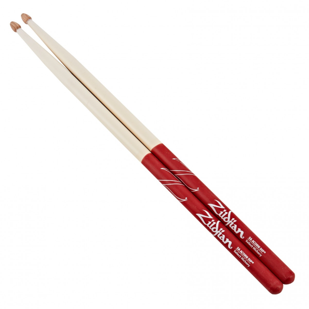Zildjian Hickory Drumsticks 5A Acorn Wood Tip, White with Red DIP |  ZILDJIAN |  DRUMSTICK |  Zoso Music