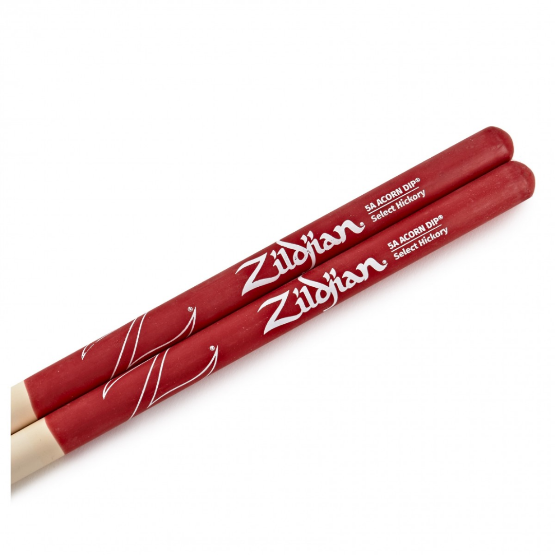 Zildjian Hickory Drumsticks 5A Acorn Wood Tip, White with Red DIP |  ZILDJIAN |  DRUMSTICK |  Zoso Music