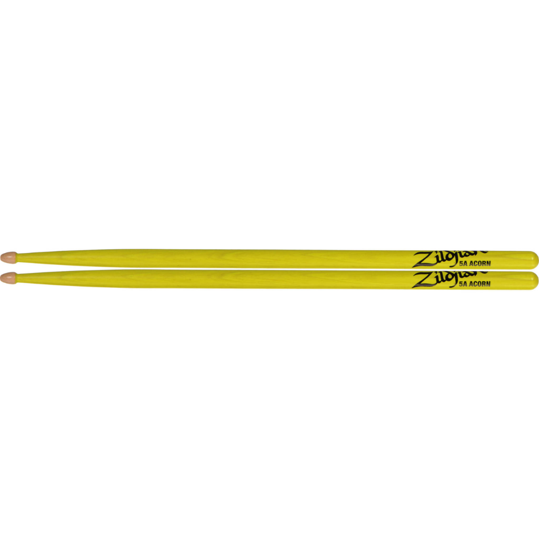 Zildjian Hickory Drumsticks 5A Acorn Wood Tip, Neon Yellow |  ZILDJIAN |  DRUMSTICK |  Zoso Music