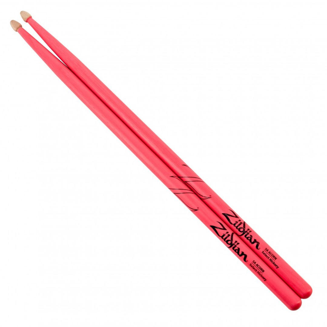 Zildjian Hickory Drumsticks 5A Acorn Wood Tip, Neon Pink |  ZILDJIAN |  DRUMSTICK |  Zoso Music