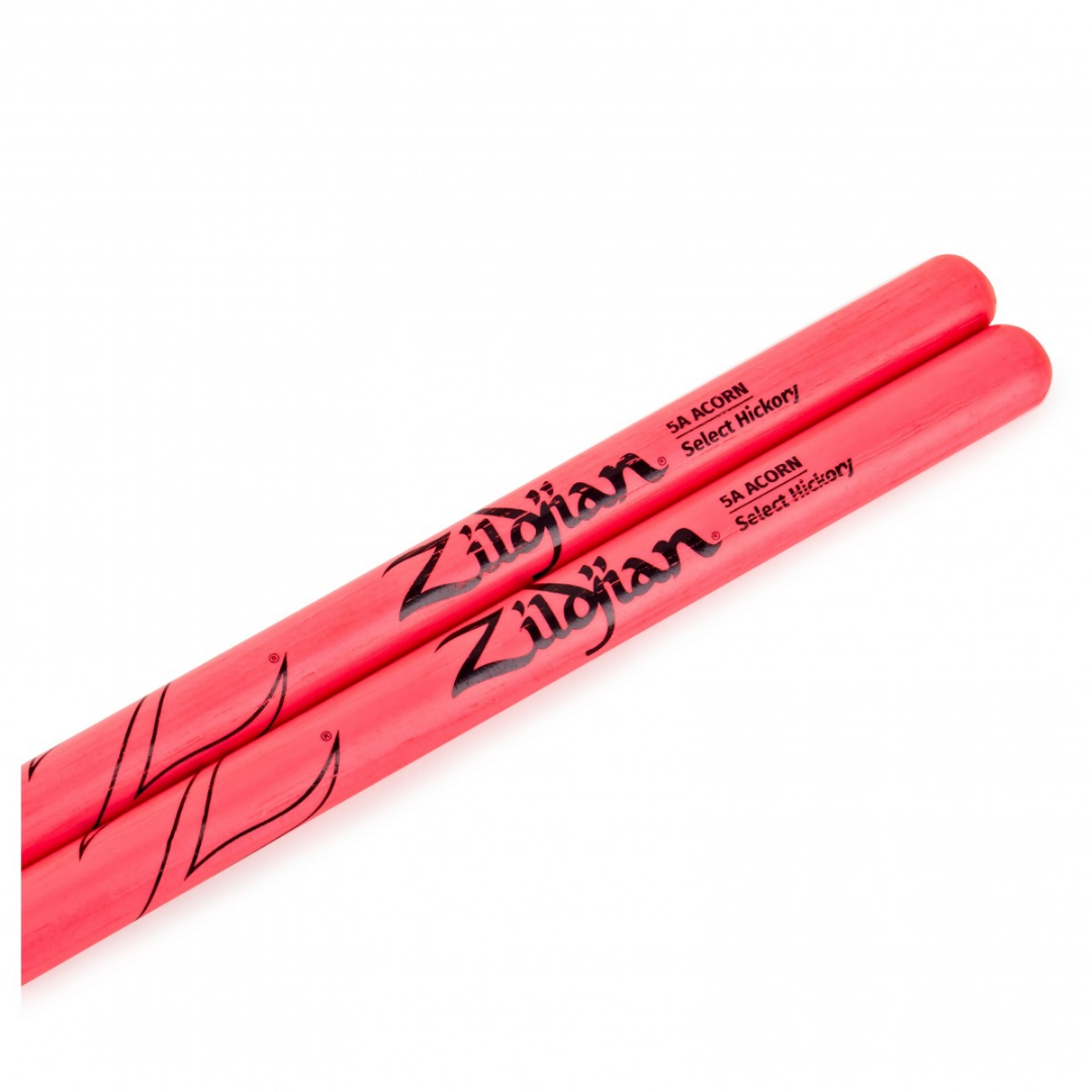 Zildjian Hickory Drumsticks 5A Acorn Wood Tip, Neon Pink |  ZILDJIAN |  DRUMSTICK |  Zoso Music