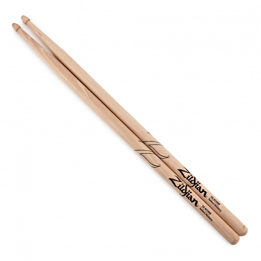 Zildjian Hickory Drumsticks 5A Acorn Wood Tip, Natural |  ZILDJIAN |  DRUMSTICK |  Zoso Music