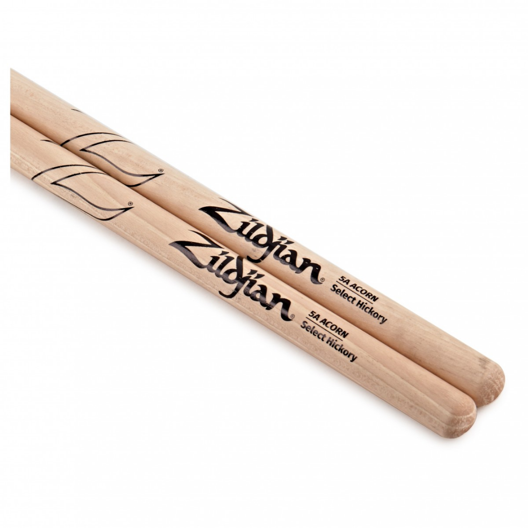Zildjian Hickory Drumsticks 5A Acorn Wood Tip, Natural |  ZILDJIAN |  DRUMSTICK |  Zoso Music