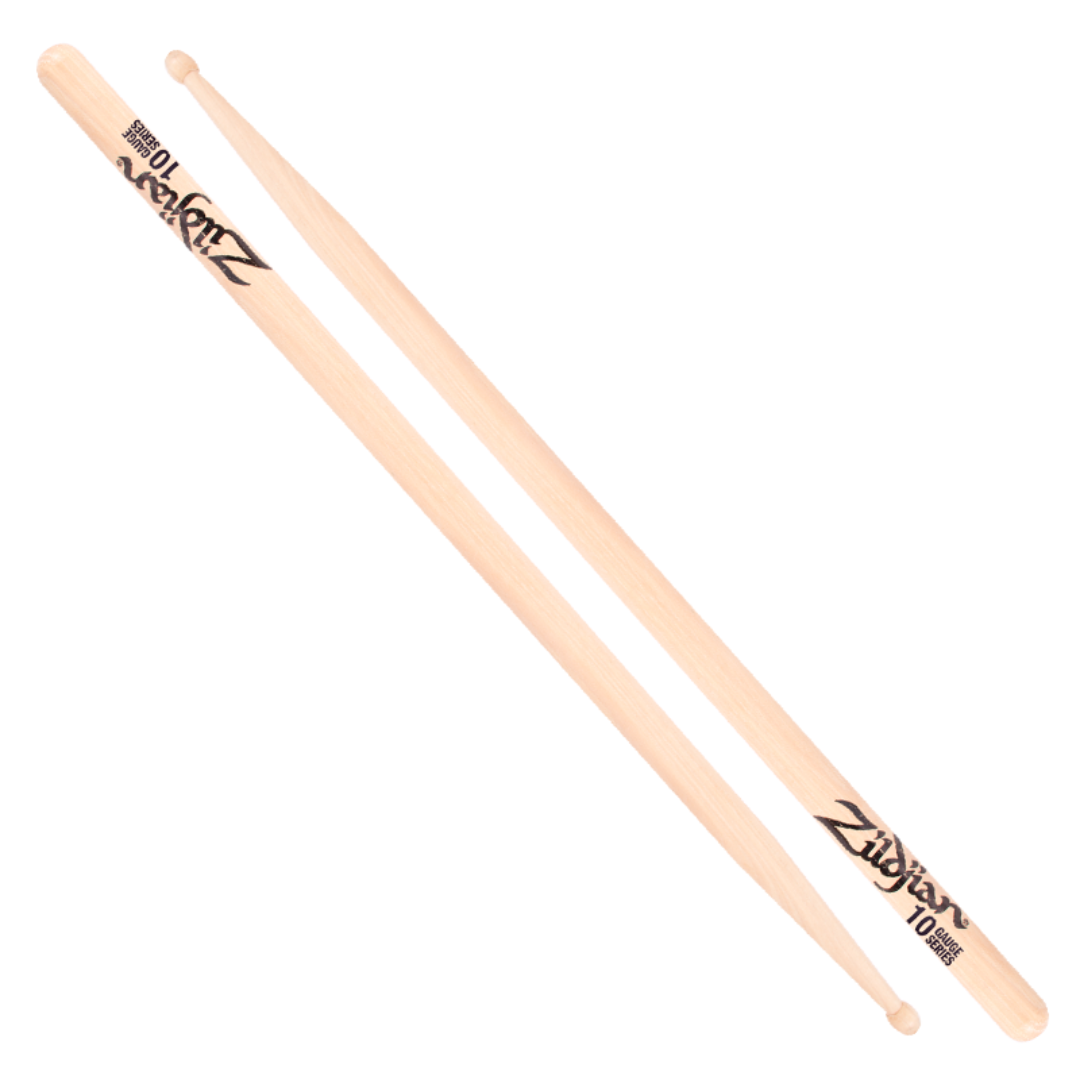 Zildjian Hickory Drumsticks 10 Gauge Wood Tip, Natural