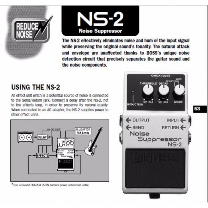 BOSS NS-2 NOISE SURPRESSOR PEDAL (NS2) | BOSS , Zoso Music