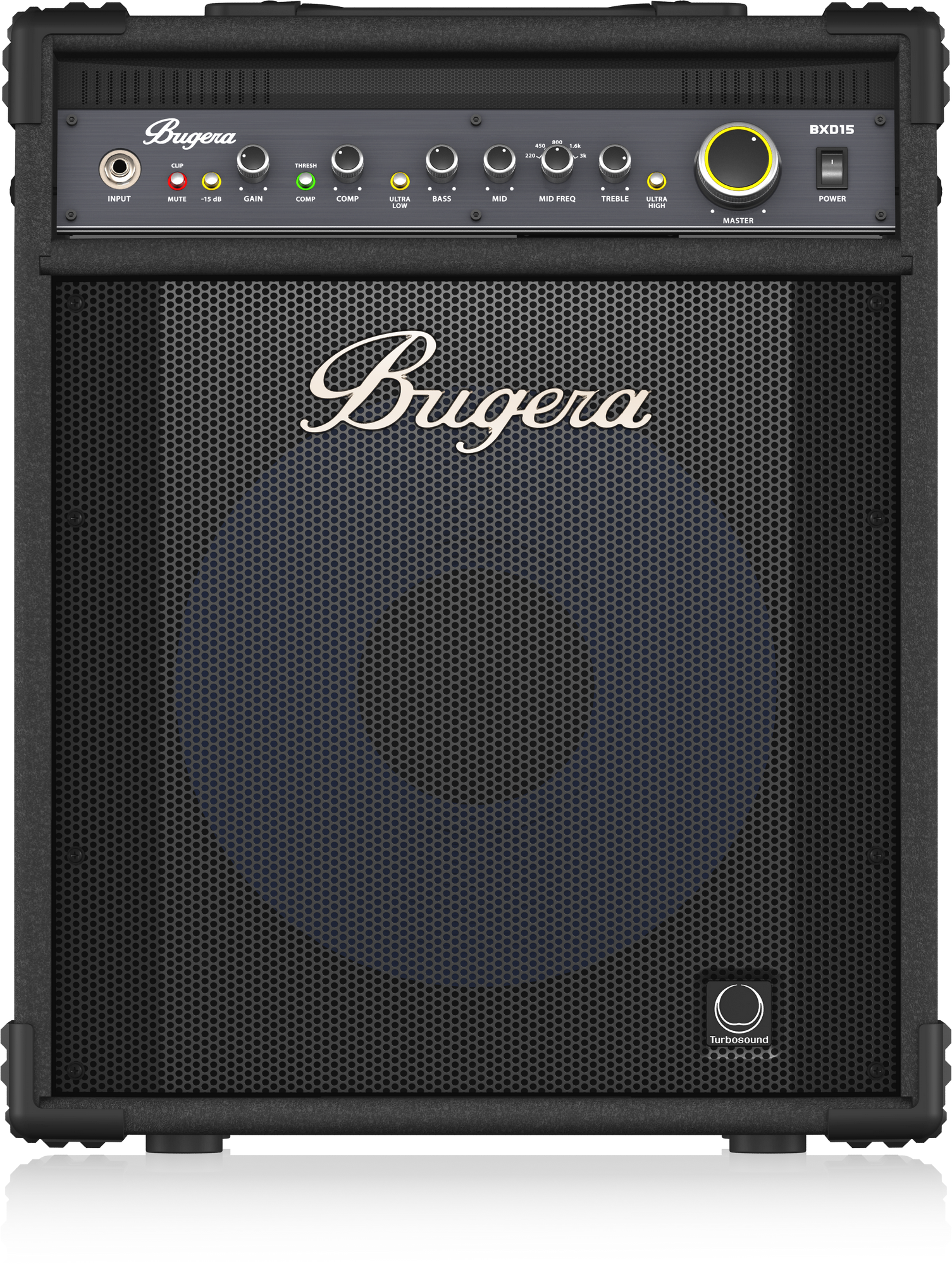 BUGERA BXD15A 1000-WATT BASS AMPLIFIER WITH ORIGINAL 15" TURBOSOUND ALUMINUM-CONE SPEAKER, MOSFET PREAMP, COMPRESSOR AND DYNAMIZER TECHNOLOGY | BUGERA , Zoso Music