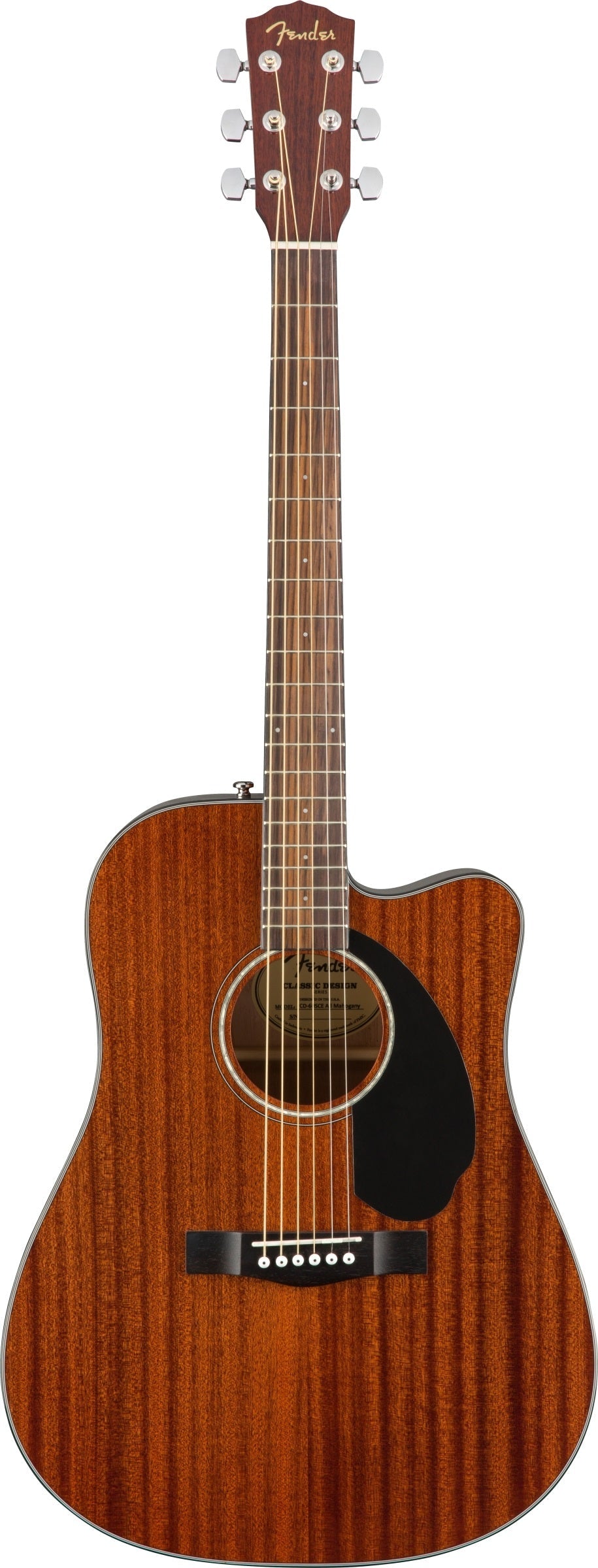 Fender CD-60SCE Dreadnought Acoustic Guitar, Walnut FB, All Mahogany