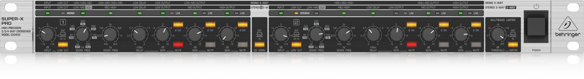 Behringer Super-X Pro CX3400 V2 2-/3-way Stereo, 4-way Mono Crossover (CX-3400 / CX3400V2) | BEHRINGER , Zoso Music