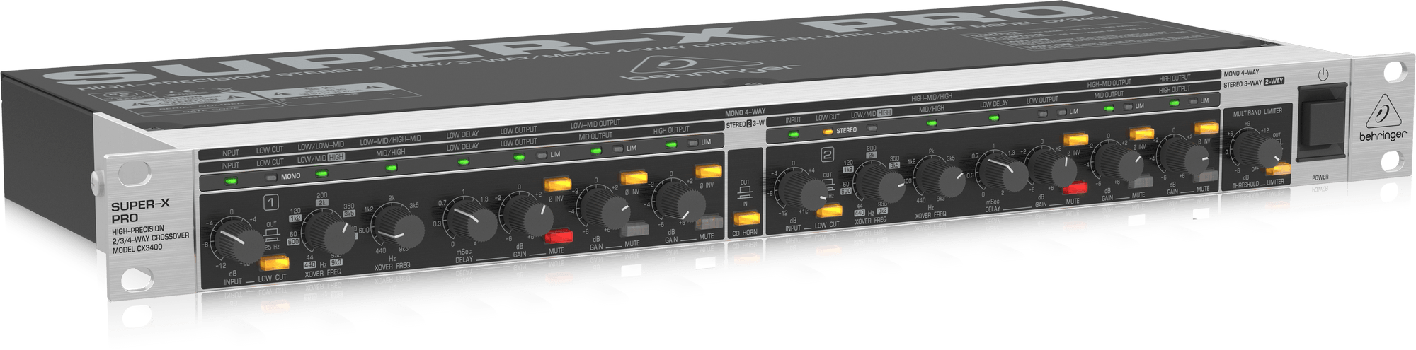Behringer Super-X Pro CX3400 V2 2-/3-way Stereo, 4-way Mono Crossover (CX-3400 / CX3400V2) | BEHRINGER , Zoso Music