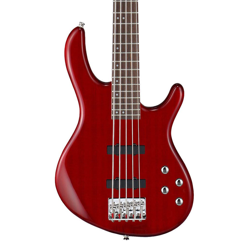 Cort Action V Plus 5-String Electric Bass With Bag Trans Red | CORT , Zoso Music